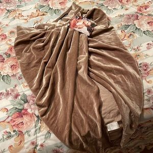 Naked Wardrobe Tan Velvet Draped Skirt